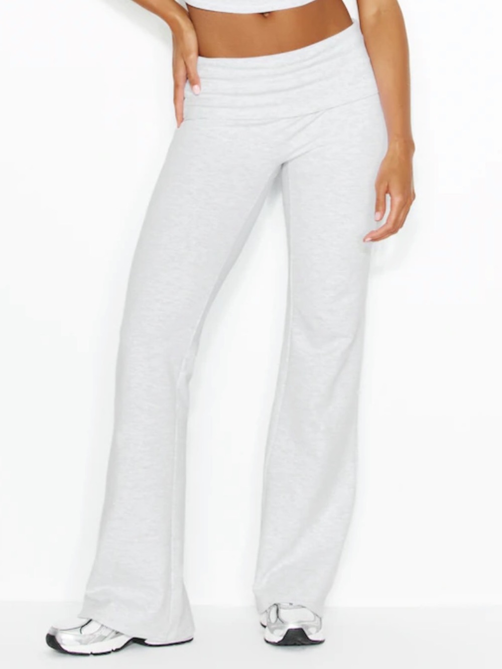 Foldover Waist Flared Pant Grey